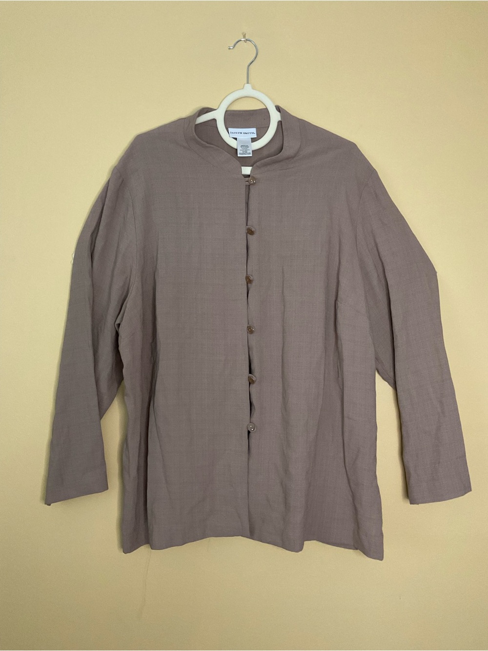 Jaclyn Smith Taupe Button Front Women's Blouse